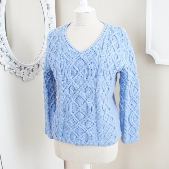 Paul James Sweaters - 100% Wool Made in England Light Blue Sweater